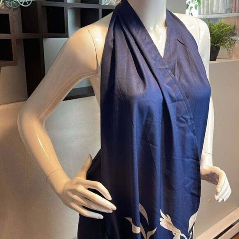 Cupshe Plant Print Criss-Cross Halter Navy Blue Casual Dress Size S RefCPS003 - Picture 10 of 13